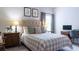 Bedroom featuring a comfortable bed, decorative pillows, side tables, and a dedicated workspace at 2099 Lakeview Bend Way, Buford, GA 30519