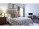 Bedroom featuring a comfortable bed, decorative pillows, side tables, and a dedicated workspace at 2099 Lakeview Bend Way, Buford, GA 30519