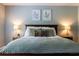 Well-lit main bedroom displaying neutral-colored walls, botanical wall art, and a nicely decorated bed at 2099 Lakeview Bend Way, Buford, GA 30519