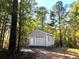 A large storage shed sits on the wooded property at 188 A Macedonia Rd, White, GA 30184