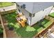 Aerial view of backyard featuring a wooden deck and newly planted trees at 3155 Zion St, Scottdale, GA 30079