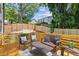 Spacious deck with stylish seating, perfect for outdoor entertaining, and surrounded by a wood fence at 3155 Zion St, Scottdale, GA 30079