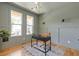 Stylish home office with custom millwork, neutral paint and modern desk at 3155 Zion St, Scottdale, GA 30079