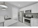 Updated kitchen with stainless steel appliances, white cabinetry, and subway tile backsplash for a clean look at 1667 Sylvan Sw Rd, Atlanta, GA 30310