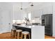Modern kitchen with stainless steel appliances, a large island, stylish pendant lights, and custom cabinetry at 23 Walthall Ne St, Atlanta, GA 30317