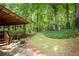 Sprawling backyard featuring an outdoor deck with string lights, and a custom playhouse at 3788 Westwick Nw Ct, Kennesaw, GA 30152