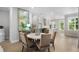Bright dining area features modern decor, stylish seating, and hardwood floors adjacent to the kitchen at 2125 Parkside Ln, Roswell, GA 30076