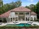 Beautiful backyard with a private pool, covered patio, and manicured landscaping, perfect for outdoor living at 3401 Stillhouse Se Rd, Atlanta, GA 30339