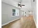 Finished basement with laminate flooring, recessed lighting, and a ceiling fan at 5807 Brookstone Nw Walk, Acworth, GA 30101