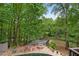 Lush backyard with pool, fire pit, deck, and picturesque pond at 10775 Shallowford Rd, Roswell, GA 30075