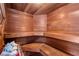 Private sauna room with wooden benches and walls, perfect for relaxation and wellness at 10775 Shallowford Rd, Roswell, GA 30075