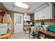 Storage room with ample shelving and a white painted door at 10775 Shallowford Rd, Roswell, GA 30075