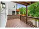 Covered wood deck overlooking the backyard and lush greenery at 34 Montgomery Se St, Atlanta, GA 30317