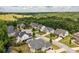 An aerial view of several beautiful homes in a lush, green neighborhood with rolling hills in the distance at 374 Heritage, Woodstock, GA 30188