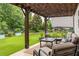 Covered patio area with comfortable seating and a cozy fire pit, perfect for outdoor entertaining at 374 Heritage, Woodstock, GA 30188