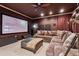 Home theater room with large screen, projector, and comfortable seating at 4492 Arbor Crest Ct, Suwanee, GA 30024