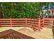 Wooden deck is perfect for outdoor enjoyment and overlooks a lush, green yard at 5028 Jamie Ne Ct, Woodstock, GA 30188