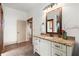 Bright bathroom features marble countertop, wooden accents, and neutral tiling at 49 Waterside Se Dr, Cartersville, GA 30121