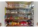 Organized pantry with custom shelving for optimal storage, featuring various containers at 110 Ashbury Circle Cir, Dallas, GA 30157