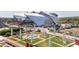 Aerial shot of Mercedes-Benz Stadium showcasing its innovative design and landscaping, plus the AMG banner at 1336 Lakota Pl, Atlanta, GA 30315