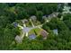 Aerial view of the neighborhood showcasing mature trees and large lot sizes at 5741 Stonekirk Walk Northwest, Acworth, GA 30101