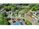 Aerial view of two-story home with well-maintained lawn and mature trees on a cul-de-sac lot at 1807 N Chestnut Grove Dr, Marietta, GA 30066