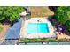 Aerial view of community pool with playground at 1807 N Chestnut Grove Dr, Marietta, GA 30066