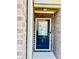 Close-up of a stylish, modern front door with brick surround at 2691 Pointcrest Way, Grayson, GA 30017