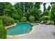 Beautifully landscaped backyard with a private pool and surrounding patio area at 1282 Kendrick Ne Rd, Brookhaven, GA 30319