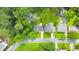 Aerial view of a residential neighborhood with tree-lined streets and well-maintained homes and yards at 222 Bishop Ne Dr, Marietta, GA 30060