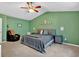 Large bedroom with ceiling fan, neutral carpet, and calming green walls at 2263 Nottley Dr # 2, Marietta, GA 30066