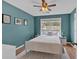 Bedroom with white bed frame, and accents. Hardwood floors at 2263 Nottley Dr # 2, Marietta, GA 30066
