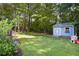 Well maintained backyard featuring a storage shed and a well-maintained lawn, perfect for gardening at 476 Concord Se Ln, Smyrna, GA 30082