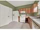 Functional kitchen with white appliances, ample cabinet space, and convenient pantry access at 88 Timber Ridge Dr, Cartersville, GA 30121