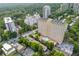 Aerial view of the neighborhood with lush greenery and tall residential buildings at 2479 Peachtree Ne Rd # 201, Atlanta, GA 30305