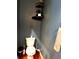 Small bathroom includes a pedestal sink, modern toilet, and unique wall decorations at 3439 Tupelo Trail, Auburn, GA 30011