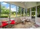 Relaxing sunroom with ample sunlight, stylish furniture, and views of the golf course at 9634 Coastal Pointe Dr, Villa Rica, GA 30180
