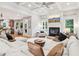 Spacious living room featuring a fireplace, coffered ceilings, and a comfortable sectional sofa at 2452 Stone Manor Ne Dr, Buford, GA 30519