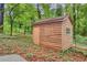Exterior view of wooden shed surrounded by greenery with a small window at 3196 Windfield Cir, Tucker, GA 30084