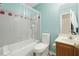Bright and functional bathroom featuring a bathtub and shower combination with a clean aesthetic at 3620 Darwin Pl, Duluth, GA 30096