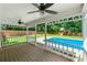 Covered porch with a view of the backyard, pool, and playset at 440 Junction Trak, Roswell, GA 30075