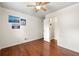 Bedroom with hardwood floors, ceiling fan, and closet at 3149 Buford Ne Hwy # 2, Atlanta, GA 30329