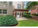 Brick patio in backyard with pergola and lush landscaping at 5007 Highland Oaks Se Ct, Smyrna, GA 30126