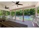 Covered patio with ceiling fans overlooking the community tennis and pickleball courts at 5007 Highland Oaks Se Ct, Smyrna, GA 30126