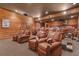 Spacious home theater with multiple rows of leather seating and a large screen for entertainment at 14501 Woolsey Rd, Hampton, GA 30228