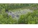 Scenic aerial view of a pond surrounded by a lush forest at 14501 Woolsey Rd, Hampton, GA 30228