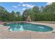 A luxurious pool with a spa and stone fireplace, set against a lush green backdrop at 14501 Woolsey Rd, Hampton, GA 30228