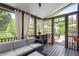Cozy screened porch with comfortable seating and views of the surrounding greenery at 1701 Clay Brooke Se Ct, Smyrna, GA 30082