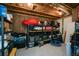 Unfinished basement with exposed ceiling, storage shelving, and concrete walls at 302 Aspen Valley Ln, Dallas, GA 30157