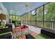 Spacious screened porch with seating and an outdoor television at 6017 Chestatee Creek Nw Ct, Acworth, GA 30101